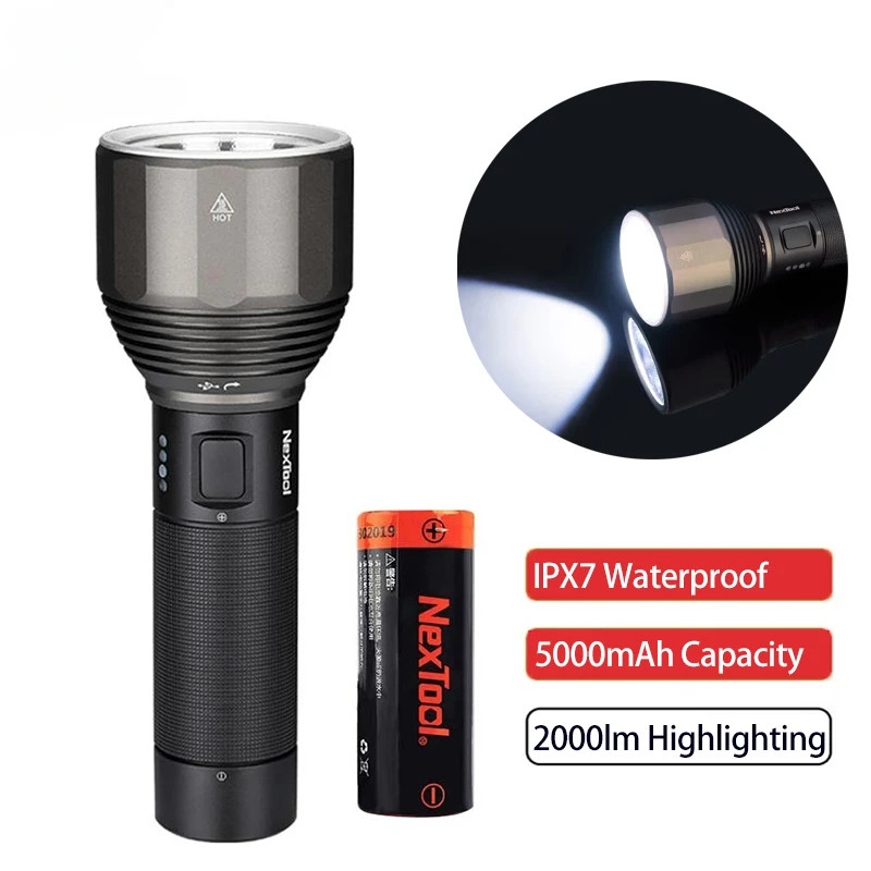 NexTool Flashlight 2000lm 380m 5 Modes IPX7 Waterproof LED Flashlight