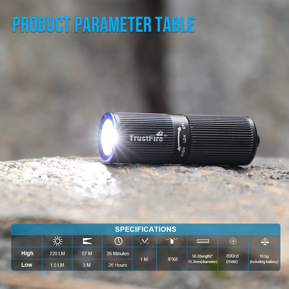 TrustFire Mini2 EDC Keychain Flashlight USB Rechargeable Keyring Pocket Torch US