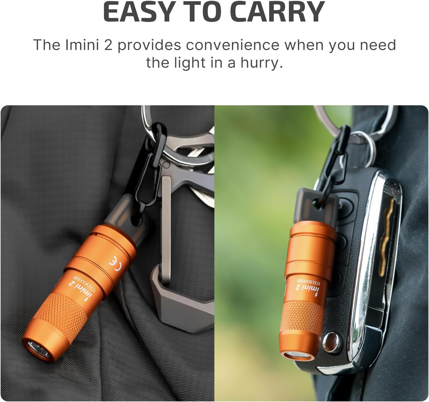 IMINI 2 EDC Rechargeable Keychain Flashlight, 50 Lumens Compact and Portable Min