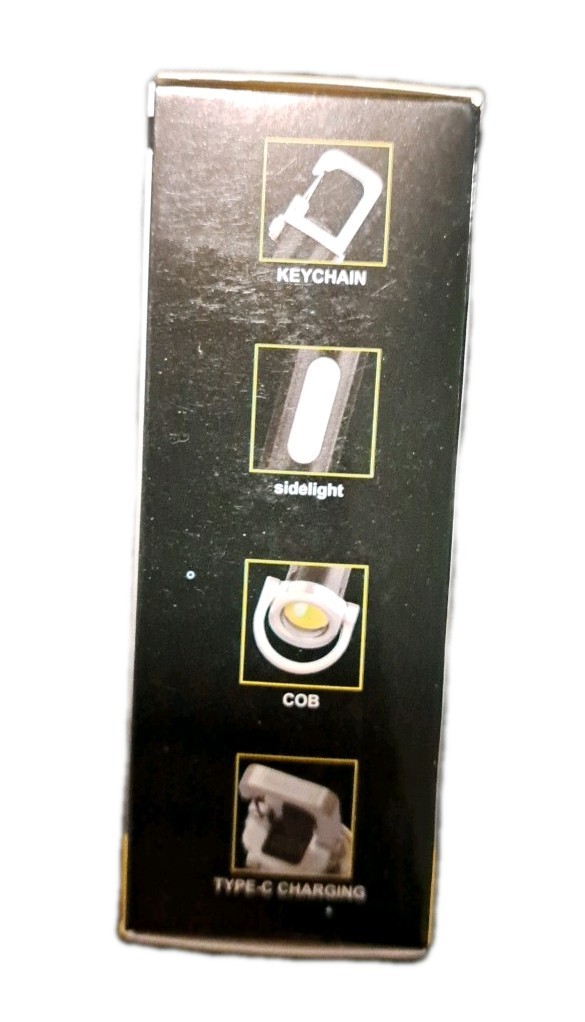 800S Rechargeable USB Keychain LED Flashlight with Side Light, Black Silver