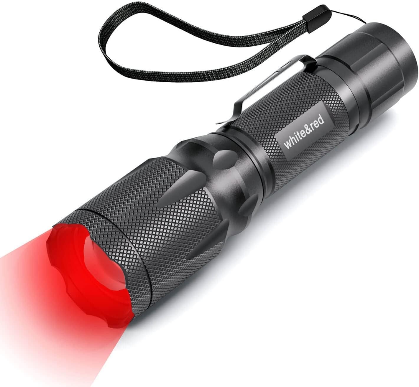 Upgraded Red Flashlight, Bright White &High/Low Power Red Light Options with …