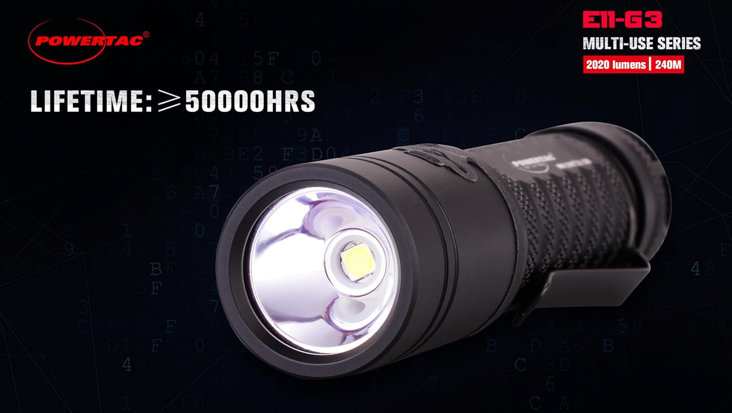 E11-G3 2020 Lumen Rechargeable Flashlight, Type-C Charging, IPX8 Waterproof, 6 M