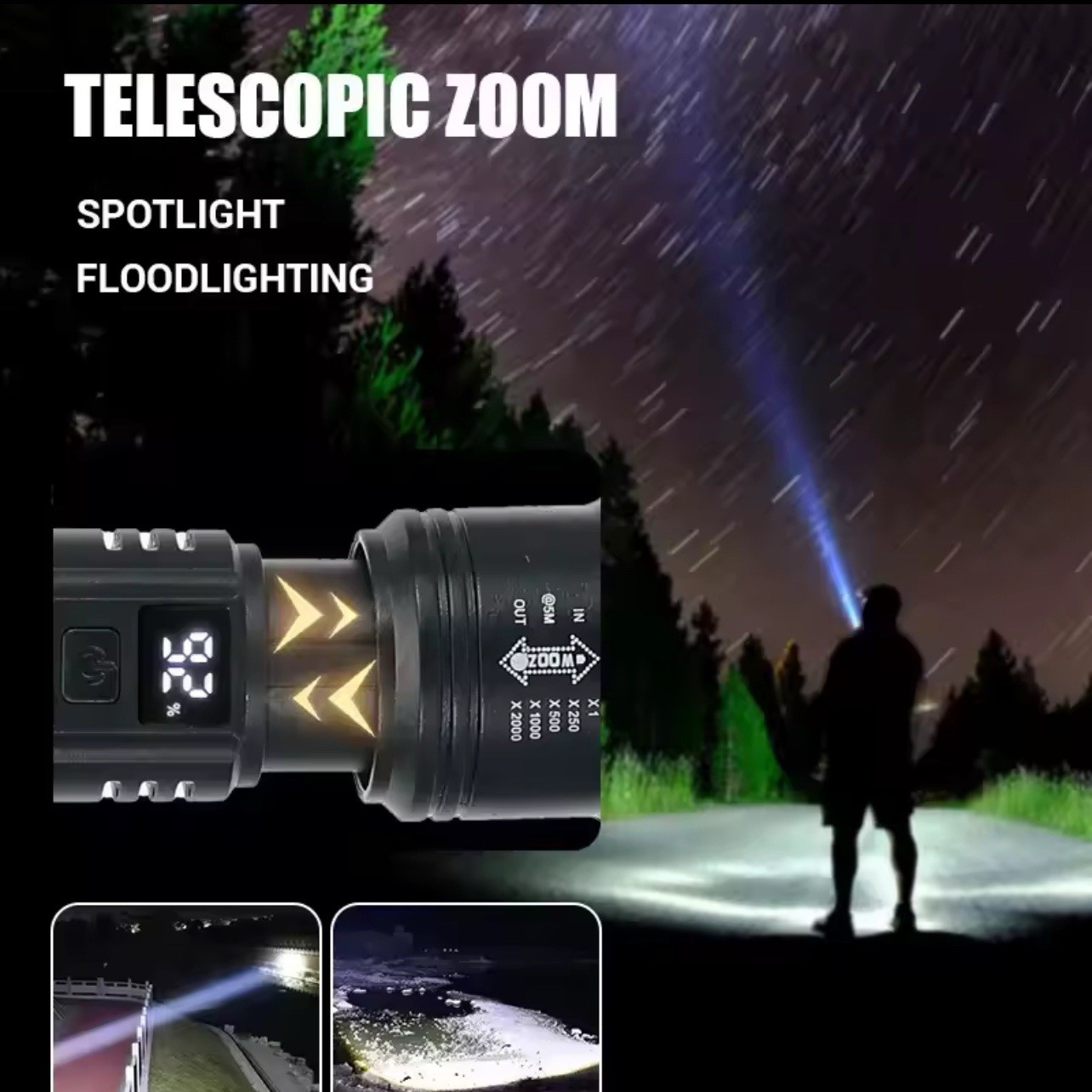 Powerful P70 Led Flashlights 5000LM Ultra Bright Light ( Built-in Battery)
