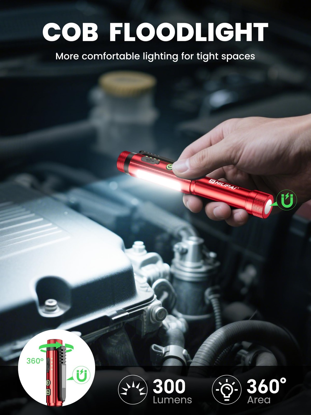 Penlight Flashlight, Rechargeable Work Light 600 Lumens COB LED Pen Light wit…