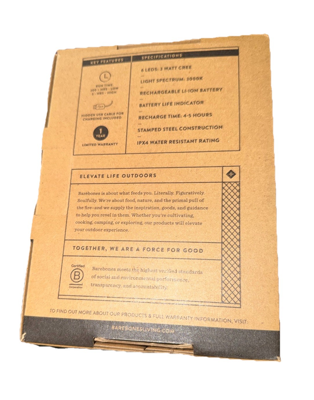 Barebones Living Beacon Hanging Lantern Slate Stamped Steel Rechargeable Battery
