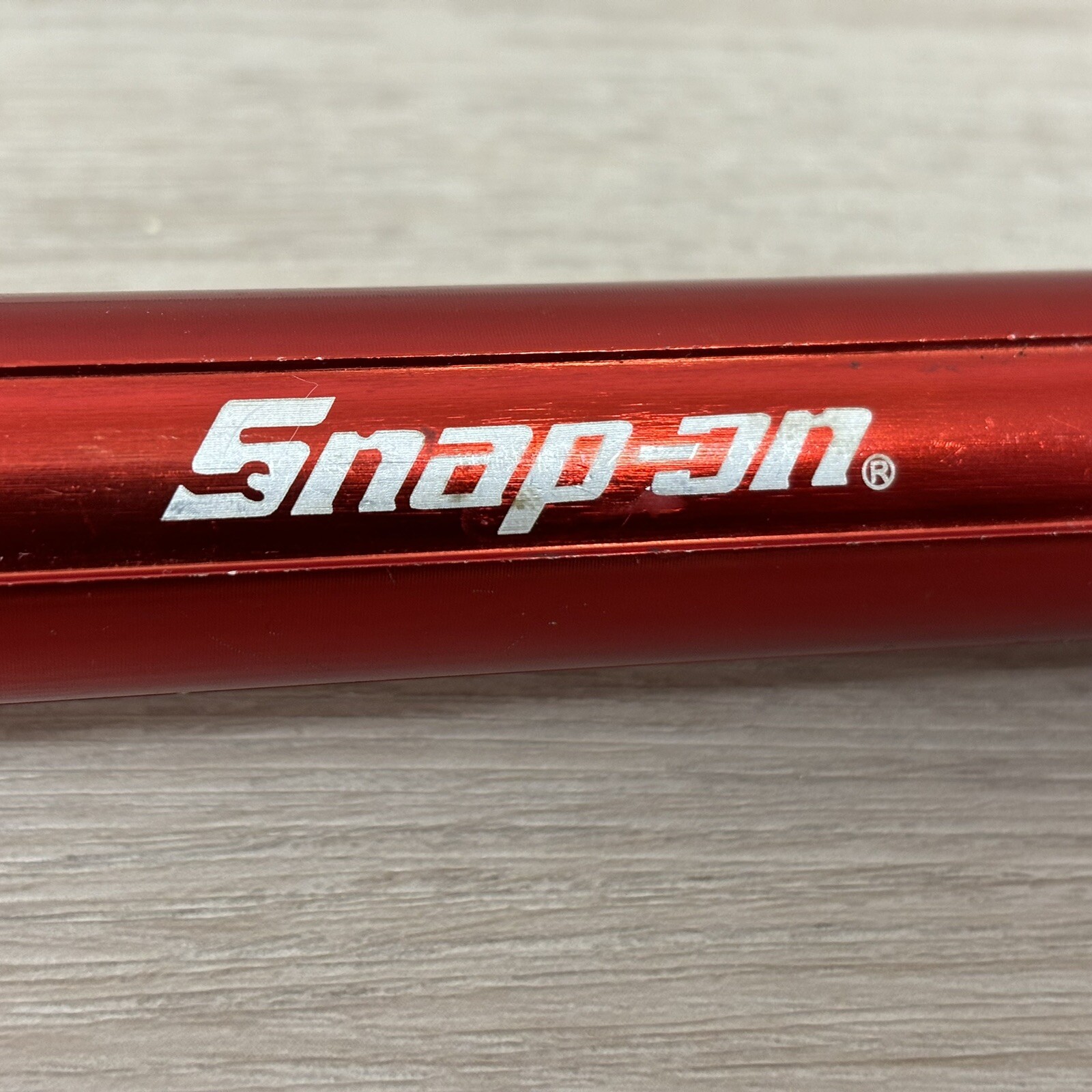 SNAP-ON Small Flashlight Red Anodized Aluminum Metal 7.25” Mini Light Tool