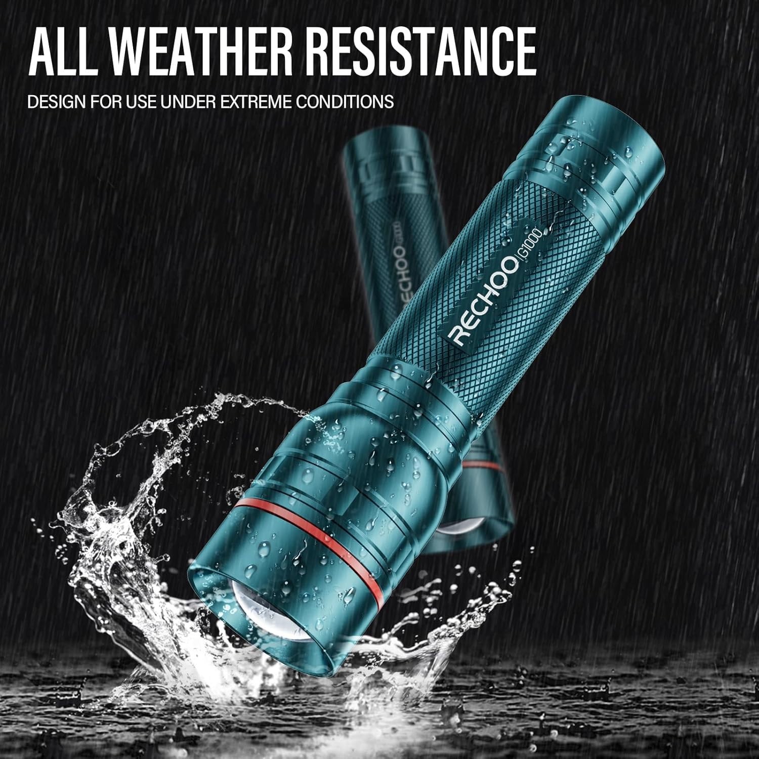 Compact Teal Blue LED Flashlight – Lightweight & Waterproof for Emergencies