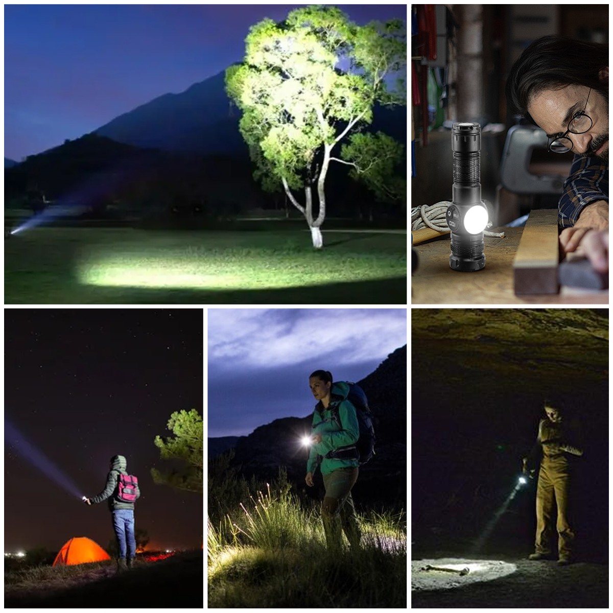 2x Super Bright LED Flashlight Rechargeable Tactical Flashlights LED Work Lights
