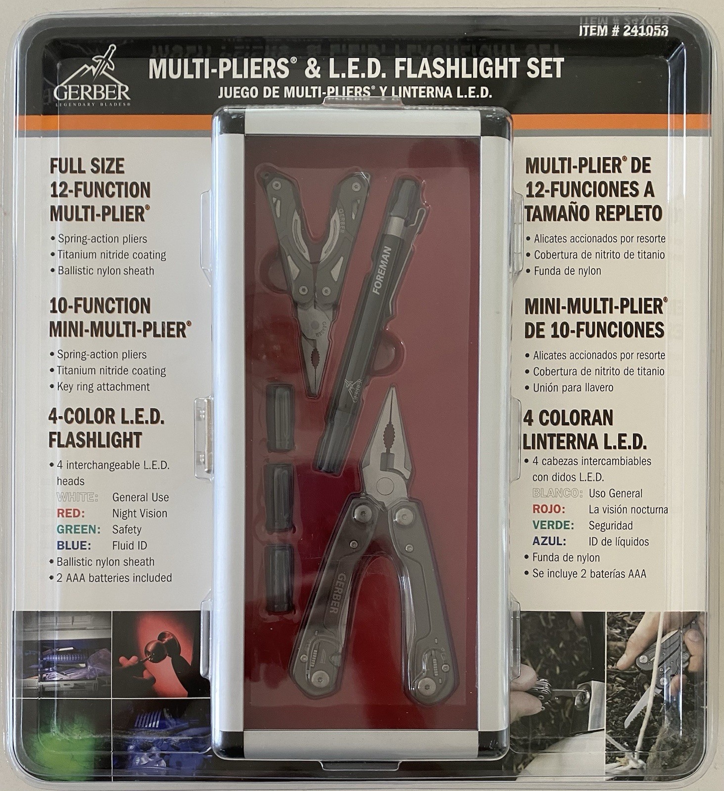 GERBER MULTI-TOOL PLIERS L.E.D FLASHLIGHT W 3 LENSES/HARD CASE NEW IN PACKAGE
