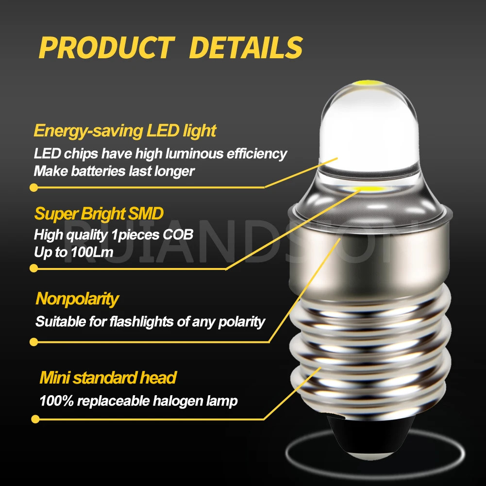 4Pcs E10 Outdoor Light Lamp LED Screw Flashlight Torch Bulb Mini Working Lamp