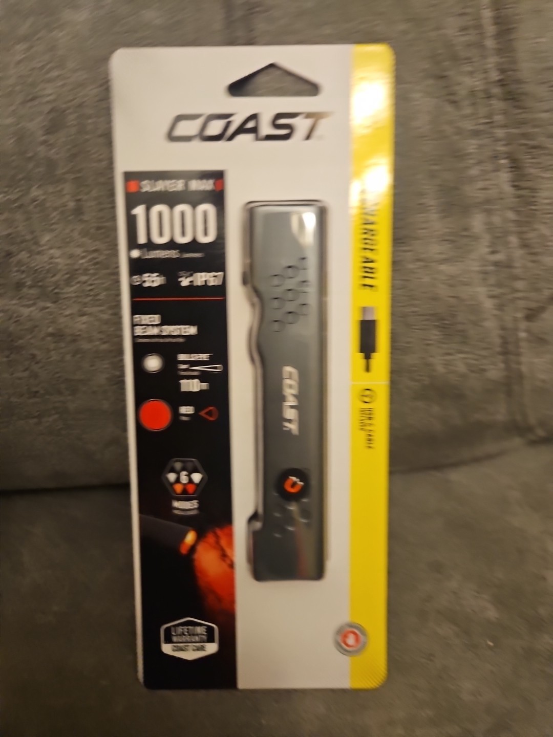 (2)Coast Slayer Max 1000 Lumen Rechargeable LED Flashlight with Built-In Battery