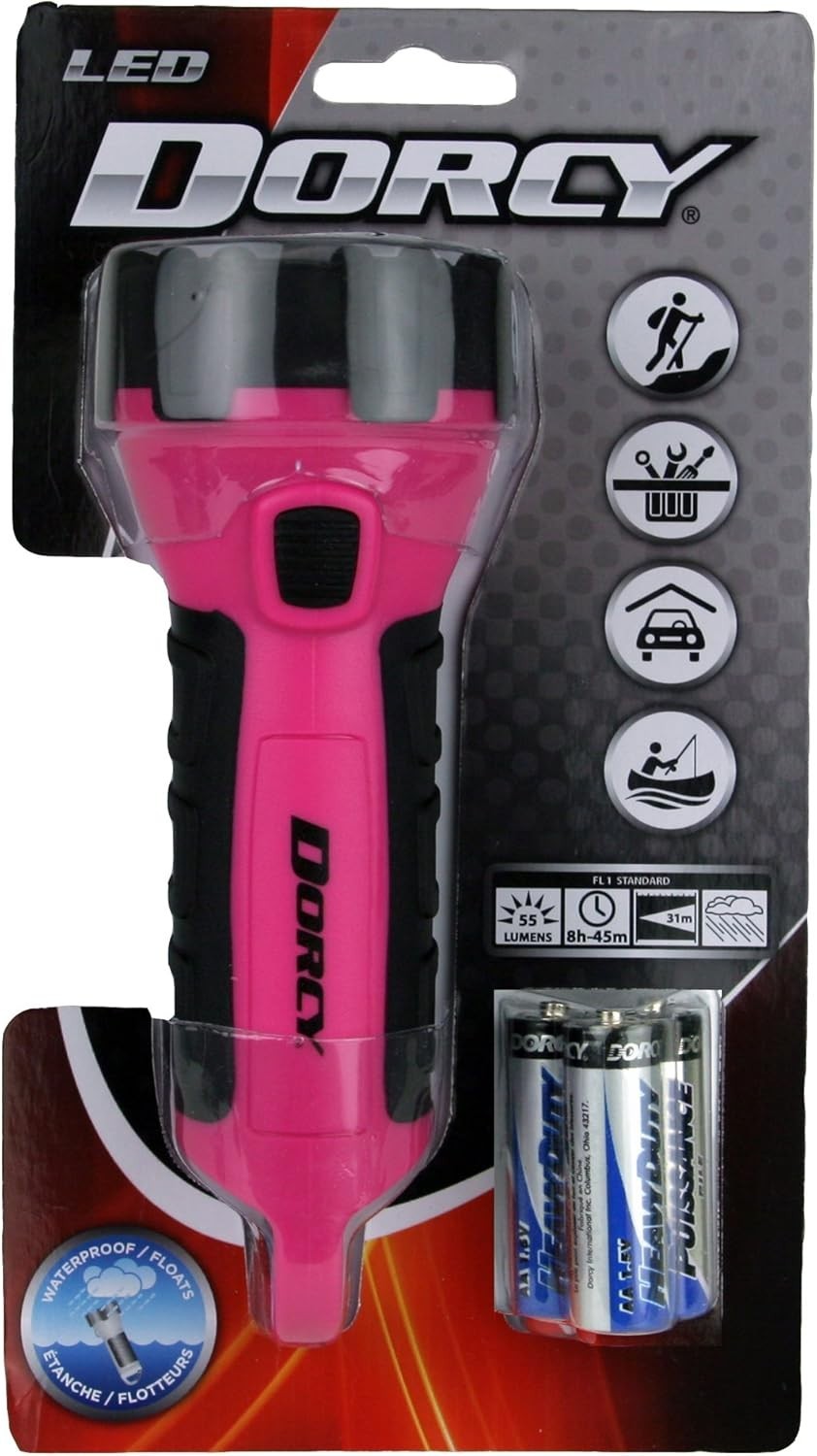 Impact Resistant Pink LED Flashlight Floats, 55 Lumens, Carabiner, All Weather