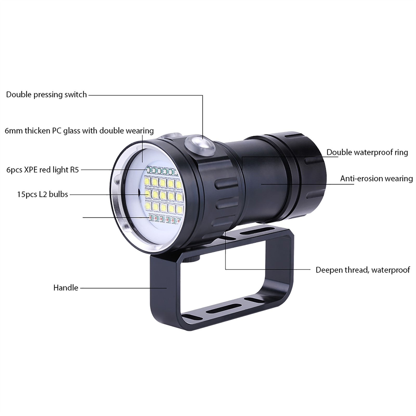 IPX8 18000lm 500M Waterproof Lamp Flashlight For Outdoor Enthusiasts Popular