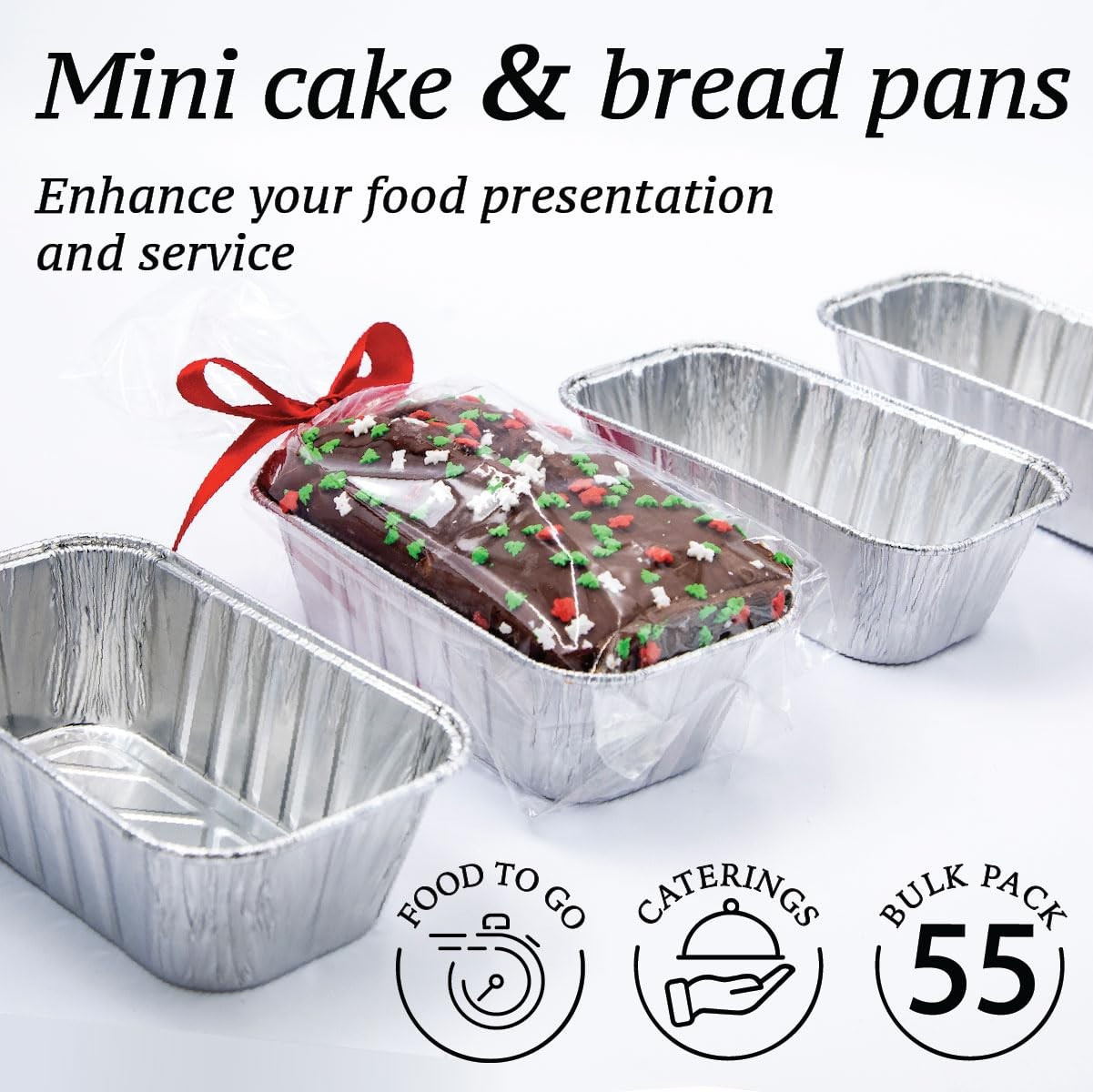 Spare Essentials (55 Pack) 1LB Mini Foil Loaf Pans – 1 Pound Pack of 55, 1 LB