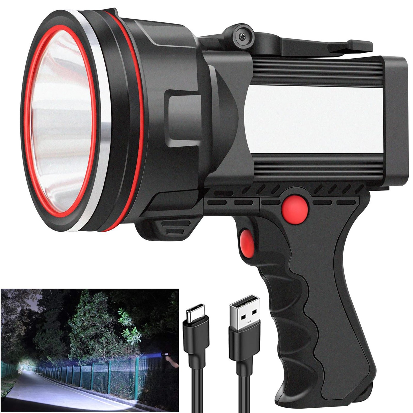 anlook Rechargeable Spotlight, Flashlight High Lumens 100000 LED Handheld Spotli