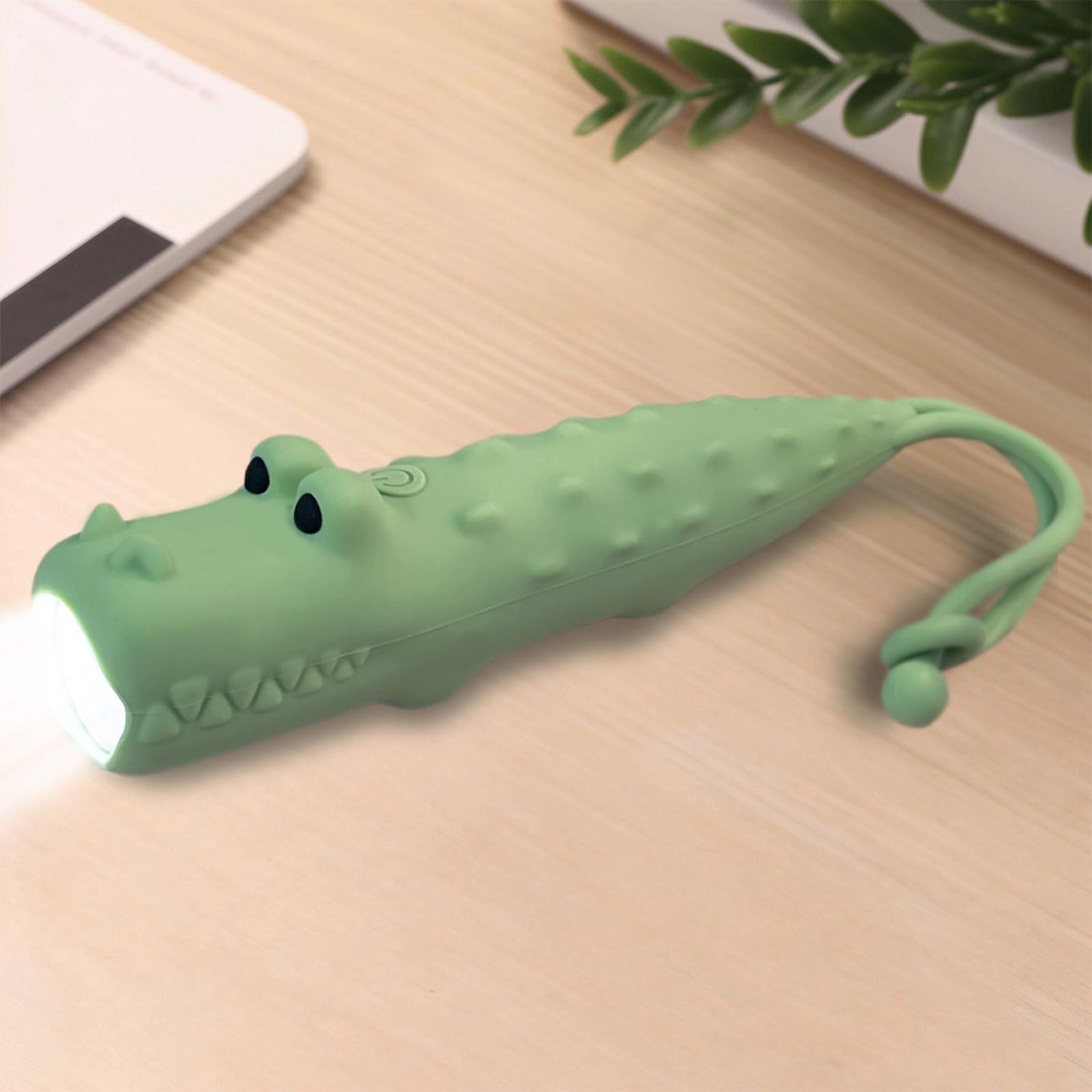 Kids Flashlight Silicone Alligator Toy Light Adjustable Brightness USB-C