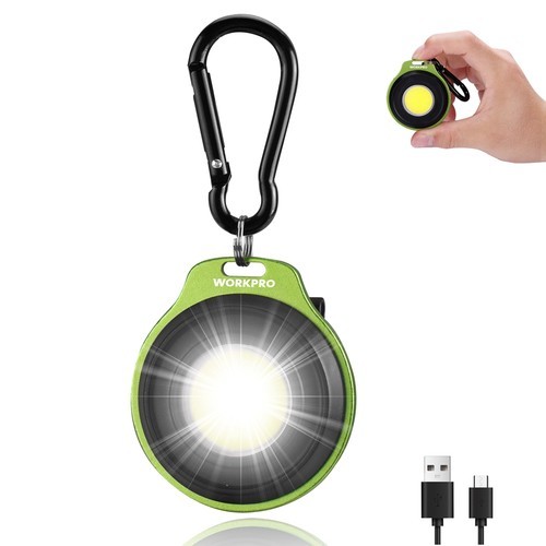 WORKPRO Rechargeable Magnetic COB Keychain Flashlight Work Light w/Hat Clip USA