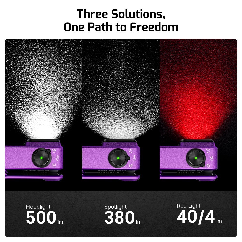 Olight Oclip Pro Romance Rose Arrow Purple, Floodlight Spotlight/Red Light, 500L