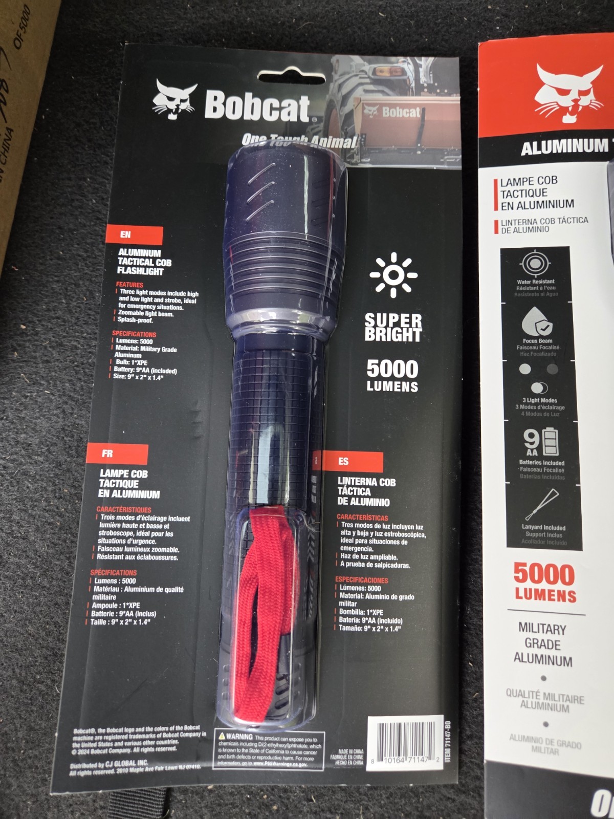 THREE PACK Bobcat Aluminum Tactical COB Flashlight LED 5000 Lumens + Batteries