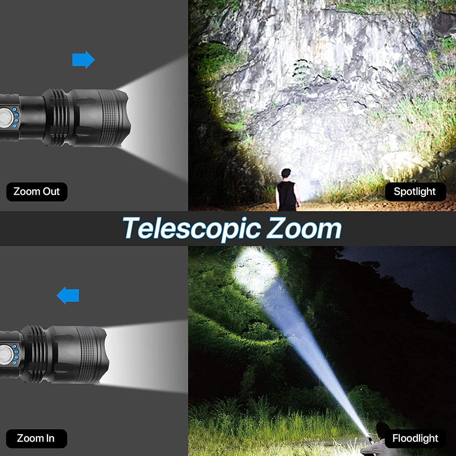 Rechargeable Flashlights High Lumens, 90000 Lumens Super Bright LED Flash Lig…