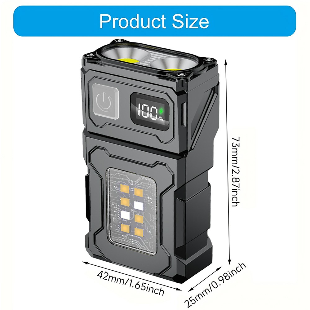 Clip Pocket LED Flashlight Magnetic USB Rechargeable Mini Torch Work Light IPX4