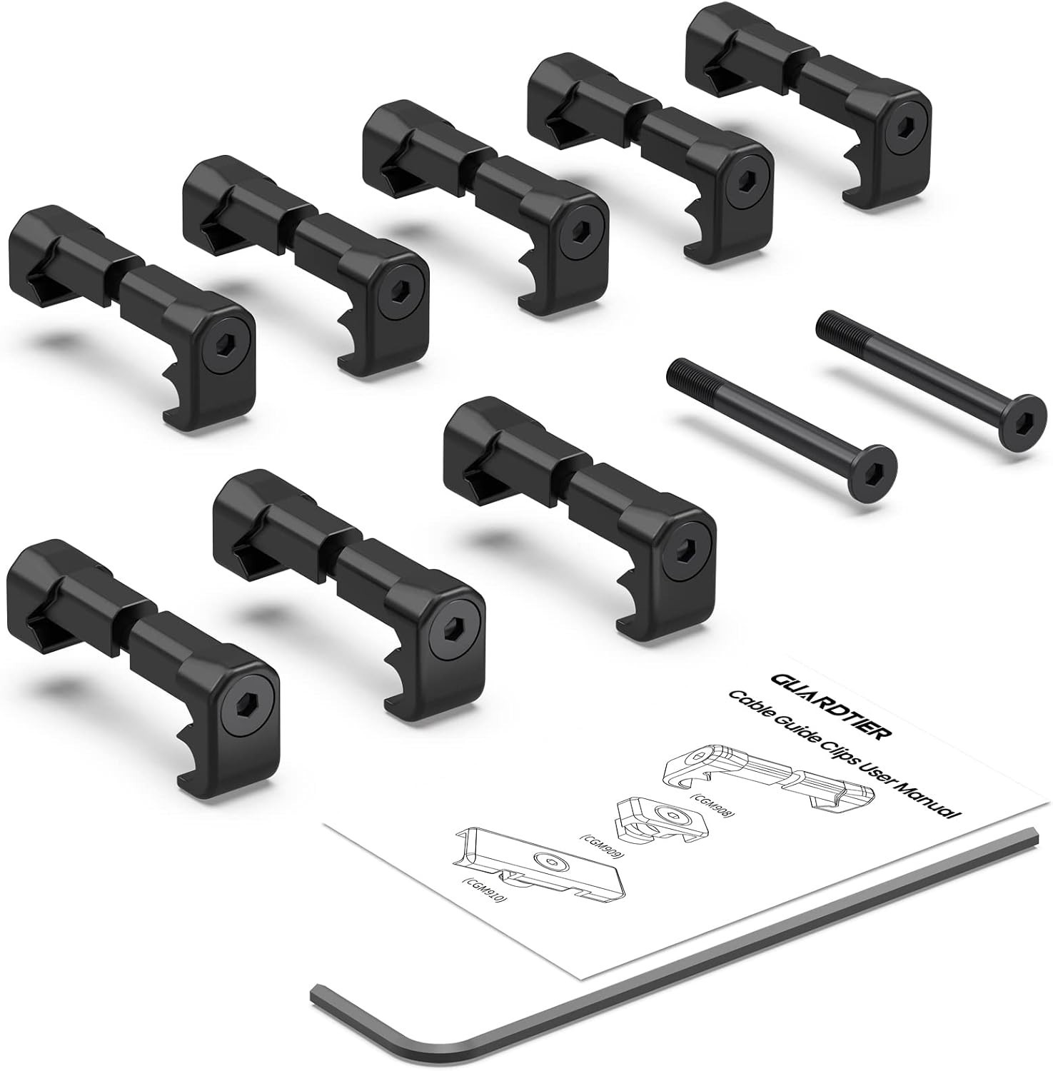 Durable Polymer Cable Clips for Flashlights – Black, 8 Pack for Picatinny Mounts
