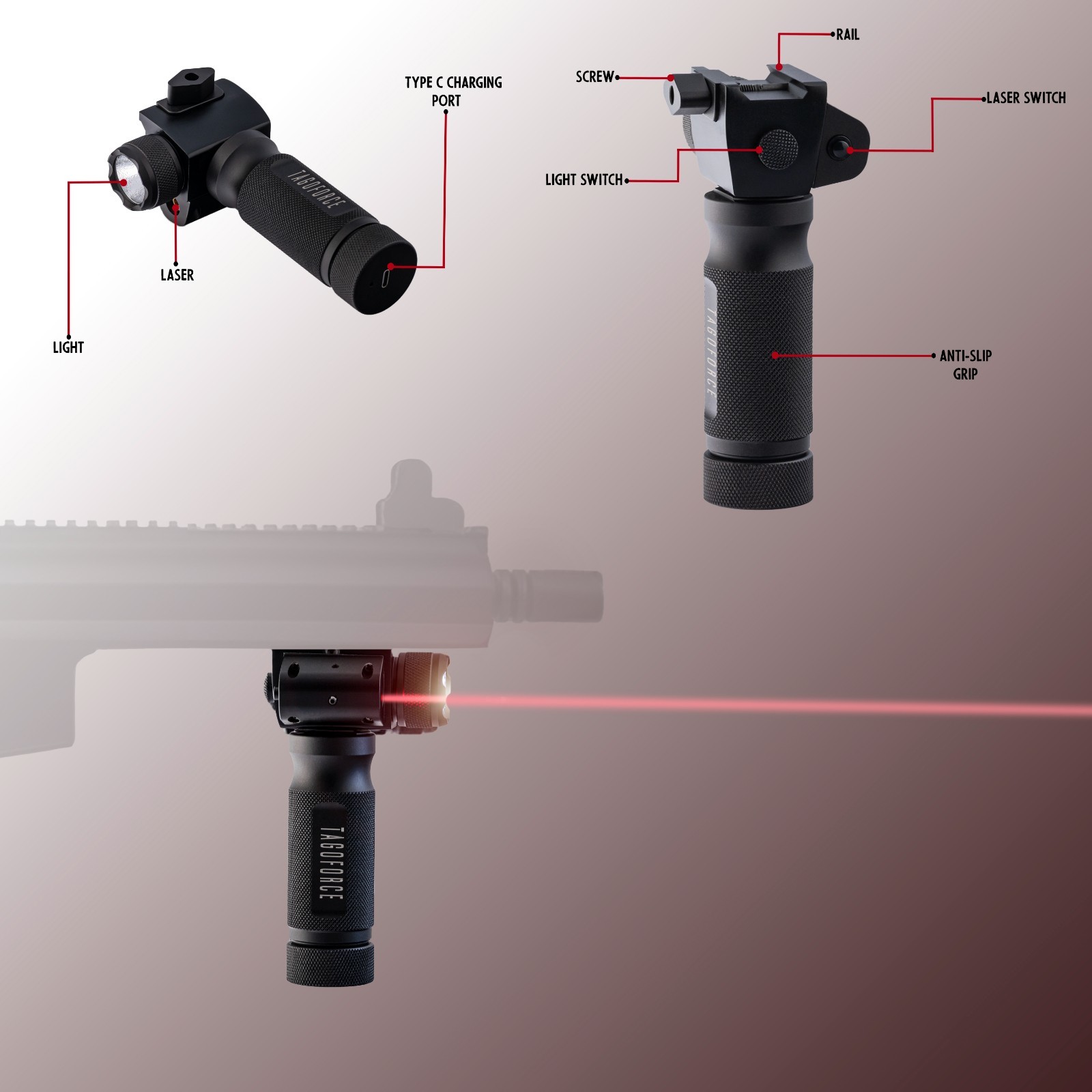Tactical Weapon Flashlights Laser Sight – Rail-Mounted Light and Red Laser Light
