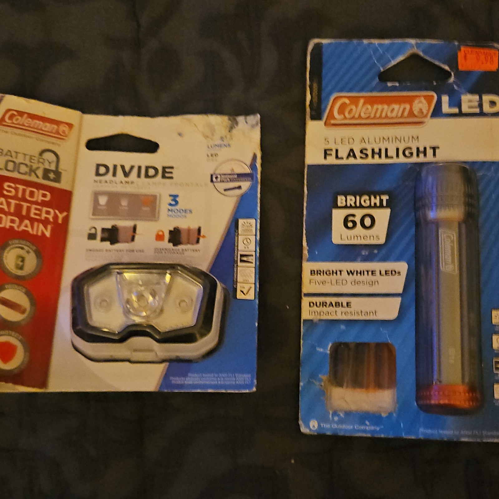 (1)) Coleman Divide 150 Lumen Headlamp , (1) Flashlight Batteries Not Included