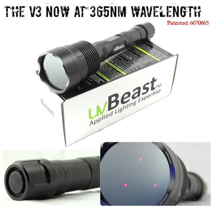 V3 365nm Black Light UV Flashlight – High Power, Long Range, Pro Grade
