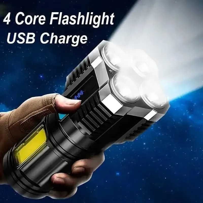 High Power LED Flashlights Camping Torch With 4 Lamp Beads And COB Side Light