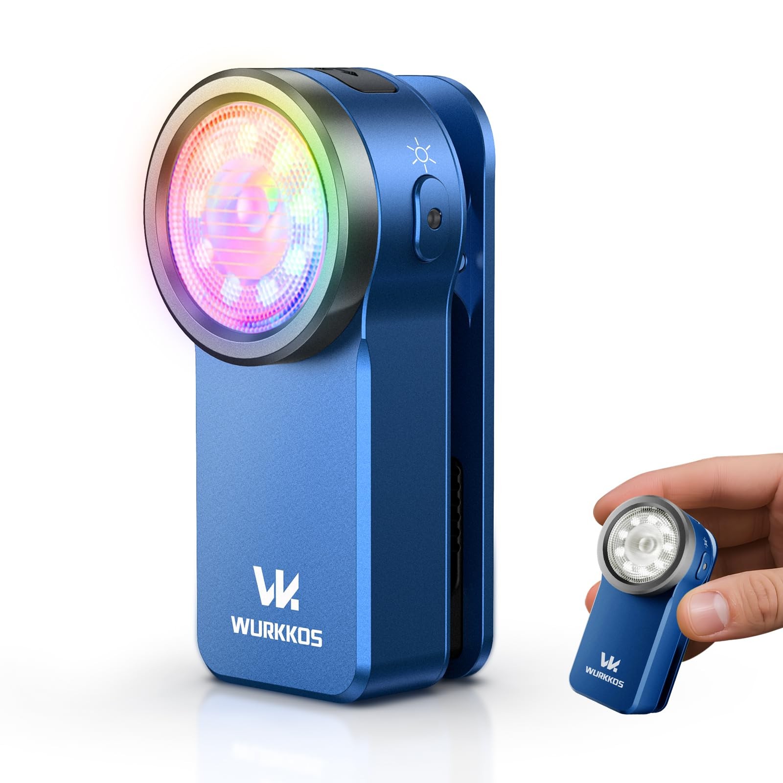 Wurkkos HD03 RGB Rechargeable Clip~on EDC Flashlight, 680 Lumens Blue