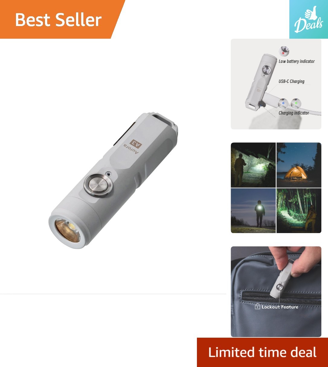 USB-C Rechargeable A3 Mini Keychain Flashlight – 650 Lumens & Magnetic Mount