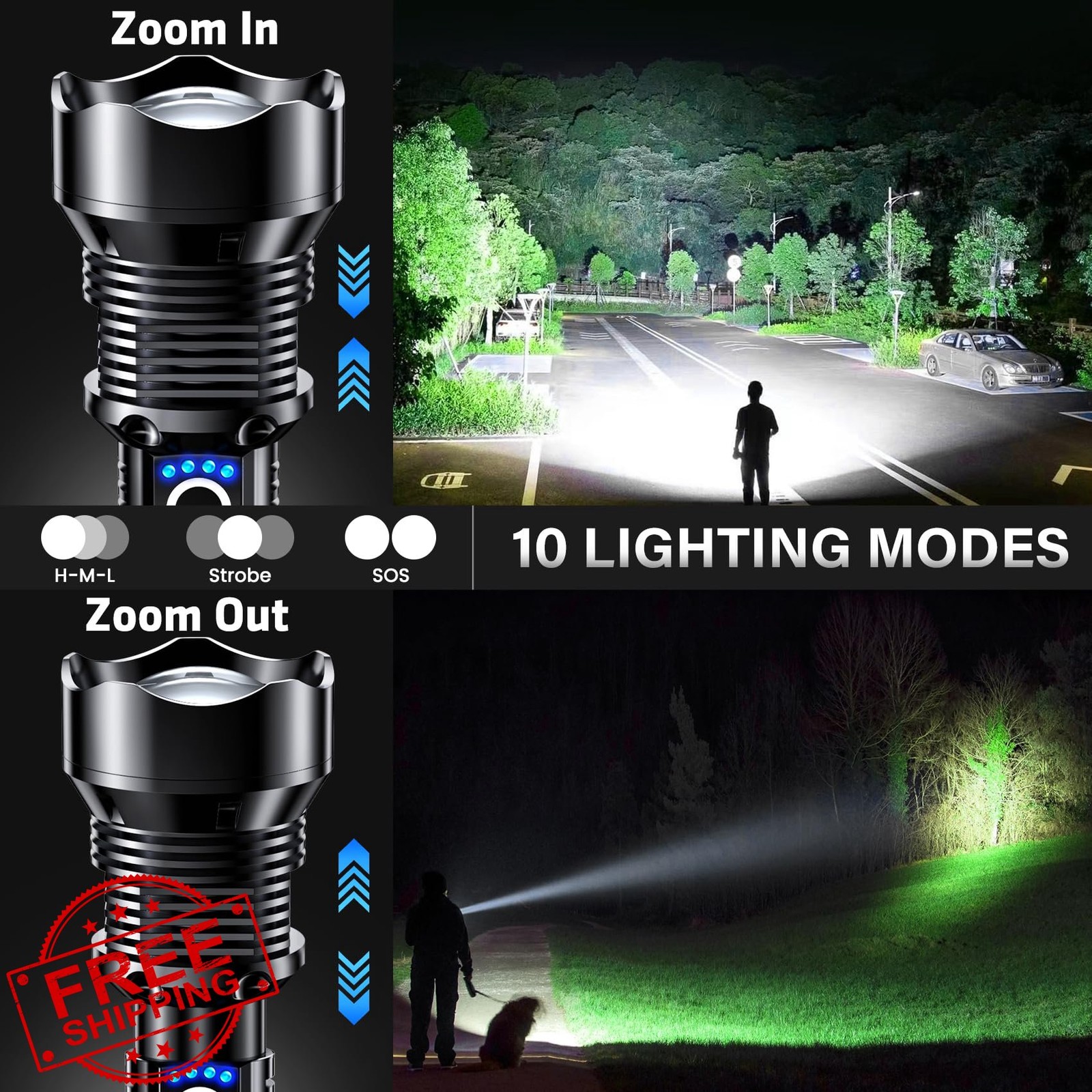 AKNEAR 99000 Lumens Rechargeable LED Flashlight