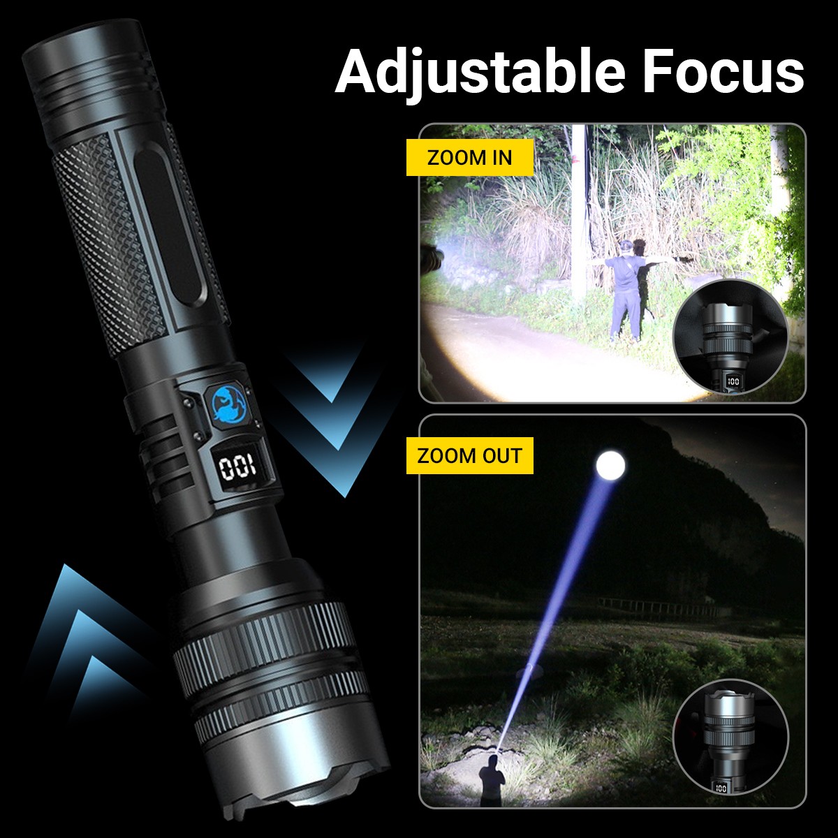 2x 99000000LM Tactical LED Flashlight Rechargeable Super Bright Work Light Torch