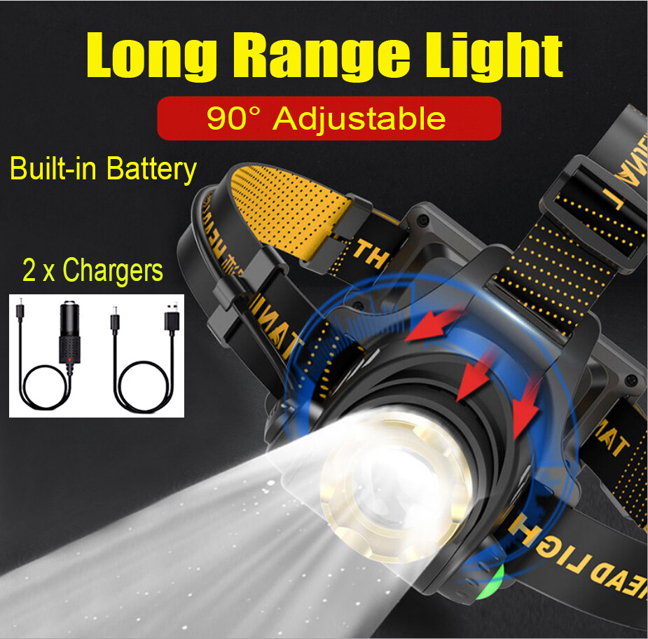 9900000LM Super Bright LED Headlamp Rechargeable Headlight Flashlight Head Torch