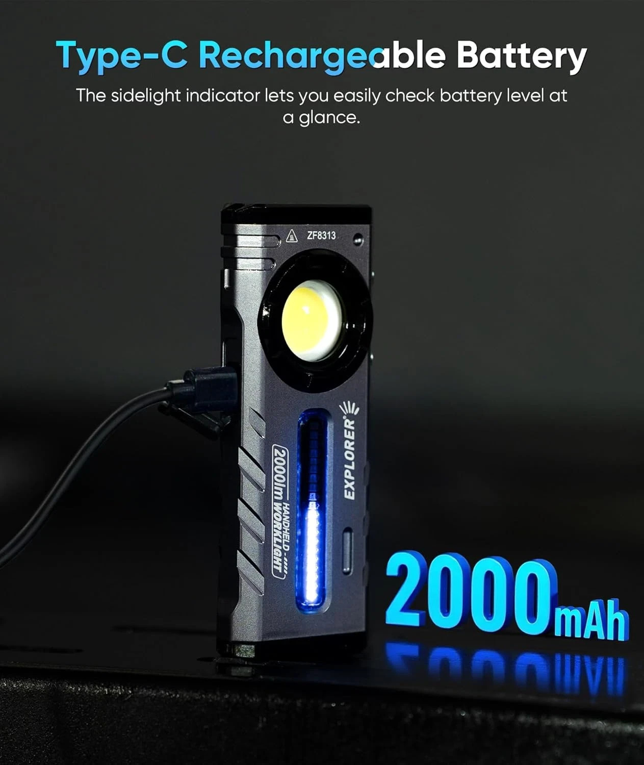ZF8313 Rechargeable Flashlight, Magnetic EDC Flashlight Rechargeable, 20