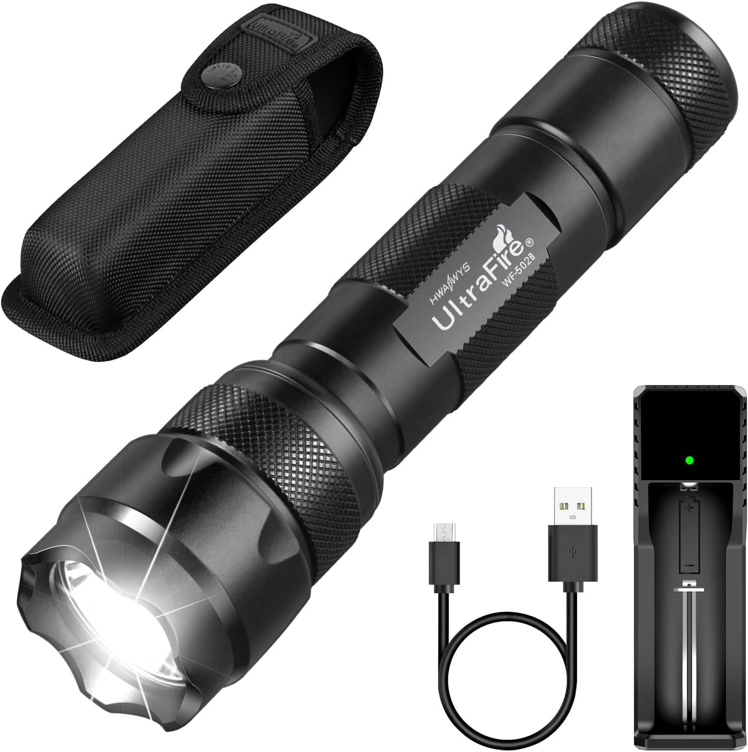 Tactical Flashlight with Holster Pouch, 1000 Lumens Single Mode