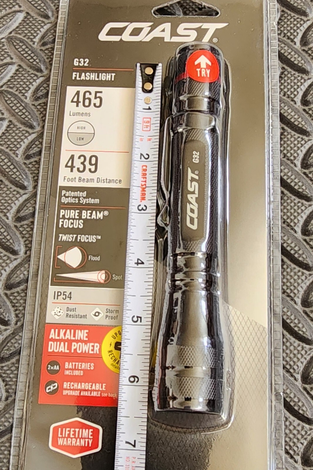 Coast G32 Flashlight with Pocket Clip – Batteries Included – Focusing Beam