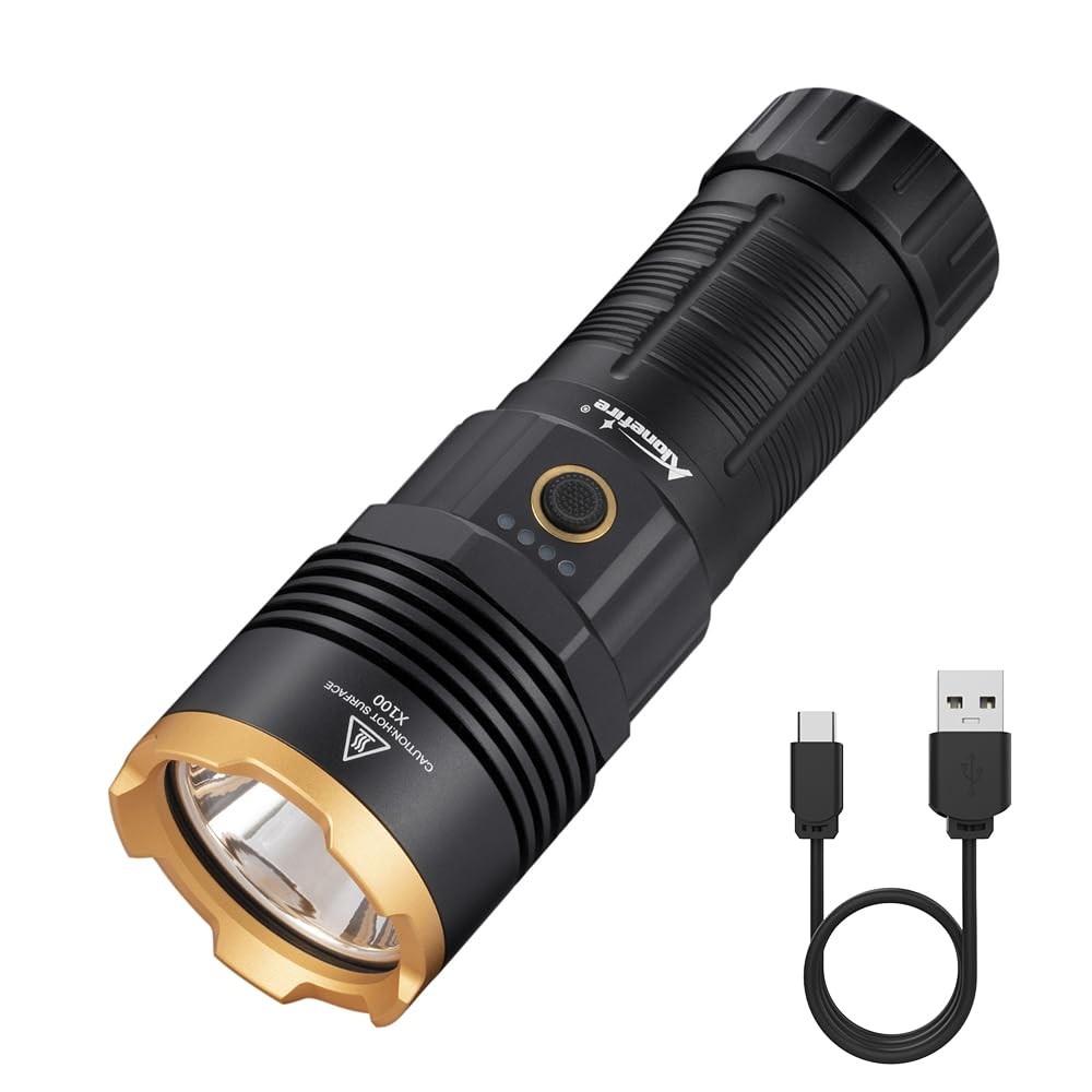 X100 LED Flashlight 2050 High Lumens Super Bright USB C Rechargeable 5 Adjust…