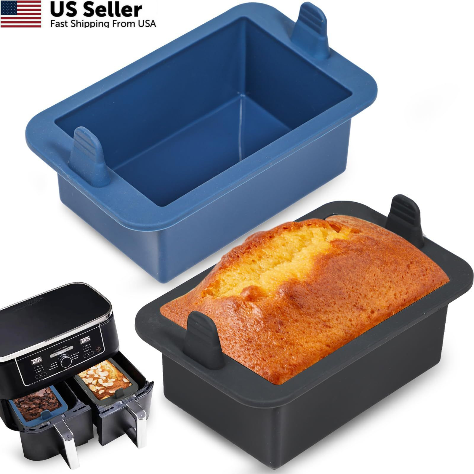 Webake Silicone Air Fryer Bread Loaf Pan for Baking, Nonstick Mini Loaf, Gray