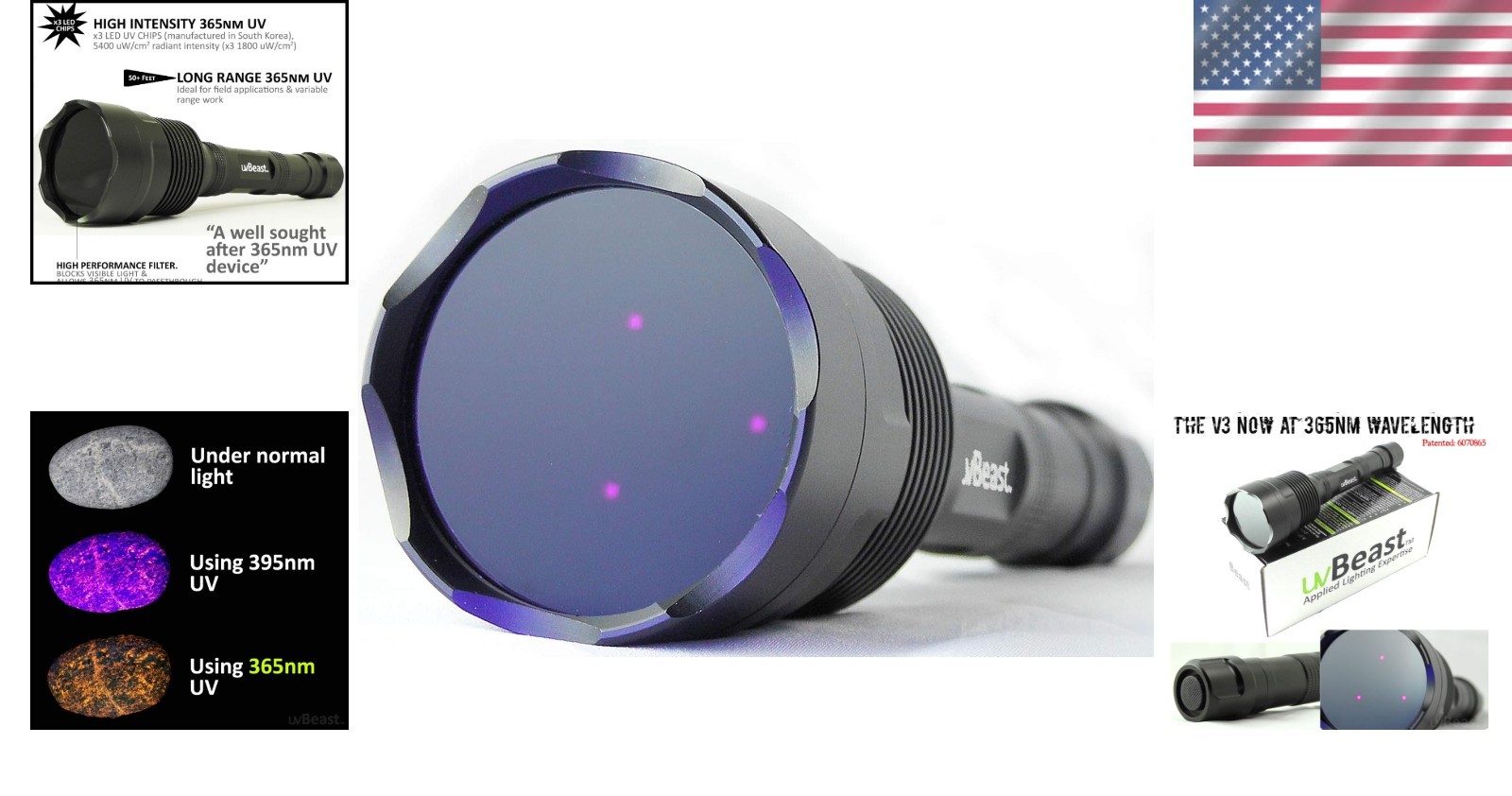 Professional Grade 365nm UV Flashlight – High Flux Density