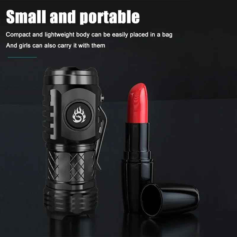 Rechargeable LED Flashlight Built-In Battery Pen Clip Torch Camping Outdoor