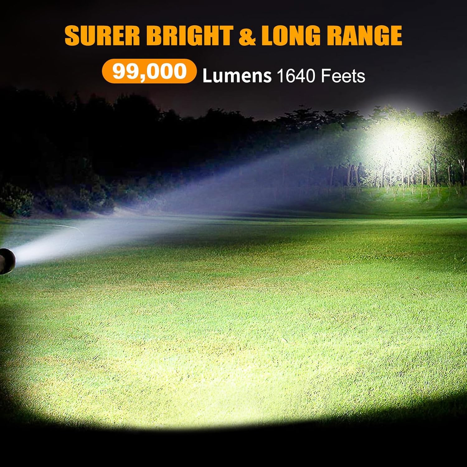 Rechargeable Spotlight, 99000 Lumens Bright LED Spotlight Flashlight, Long Runni
