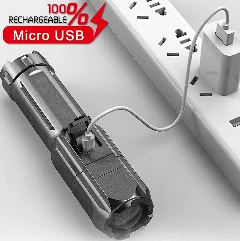 1 PC Portable Rechargeable Flashlight – Strong Light Torch for Household Use NEW