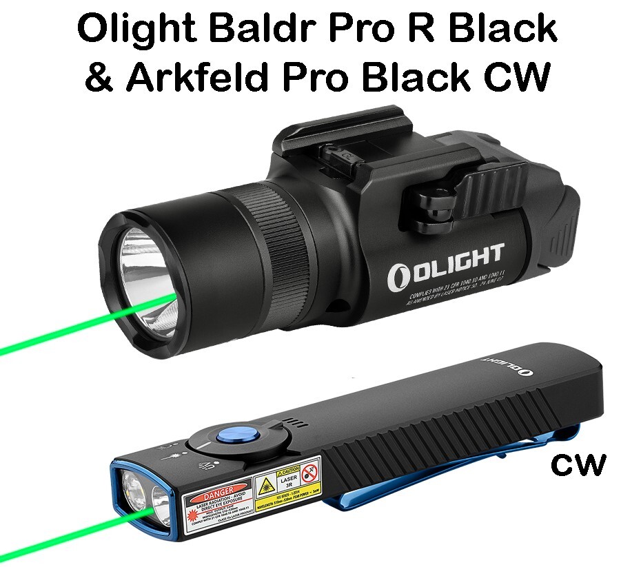 Olight Baldr Pro R Light w/LED & Green Laser & Arkfeld Pro Class 3R Black CW
