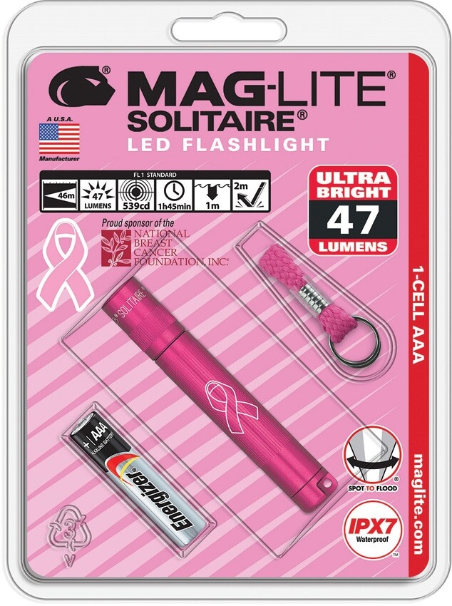 Mag-Lite LED Solitaire NBCF Pink Impact/Water Resistant Aluminum Construction