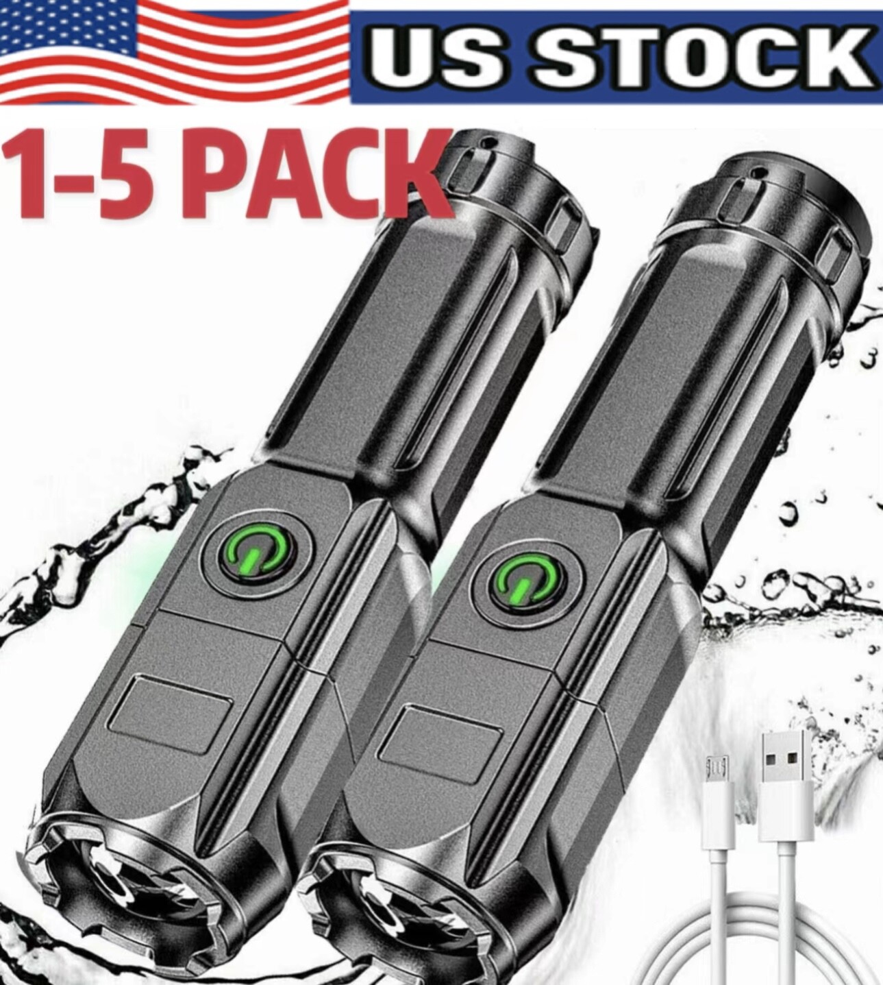 Rechargeable 990000LM LED Flashlight Tactical Super Bright Torch Zoomable