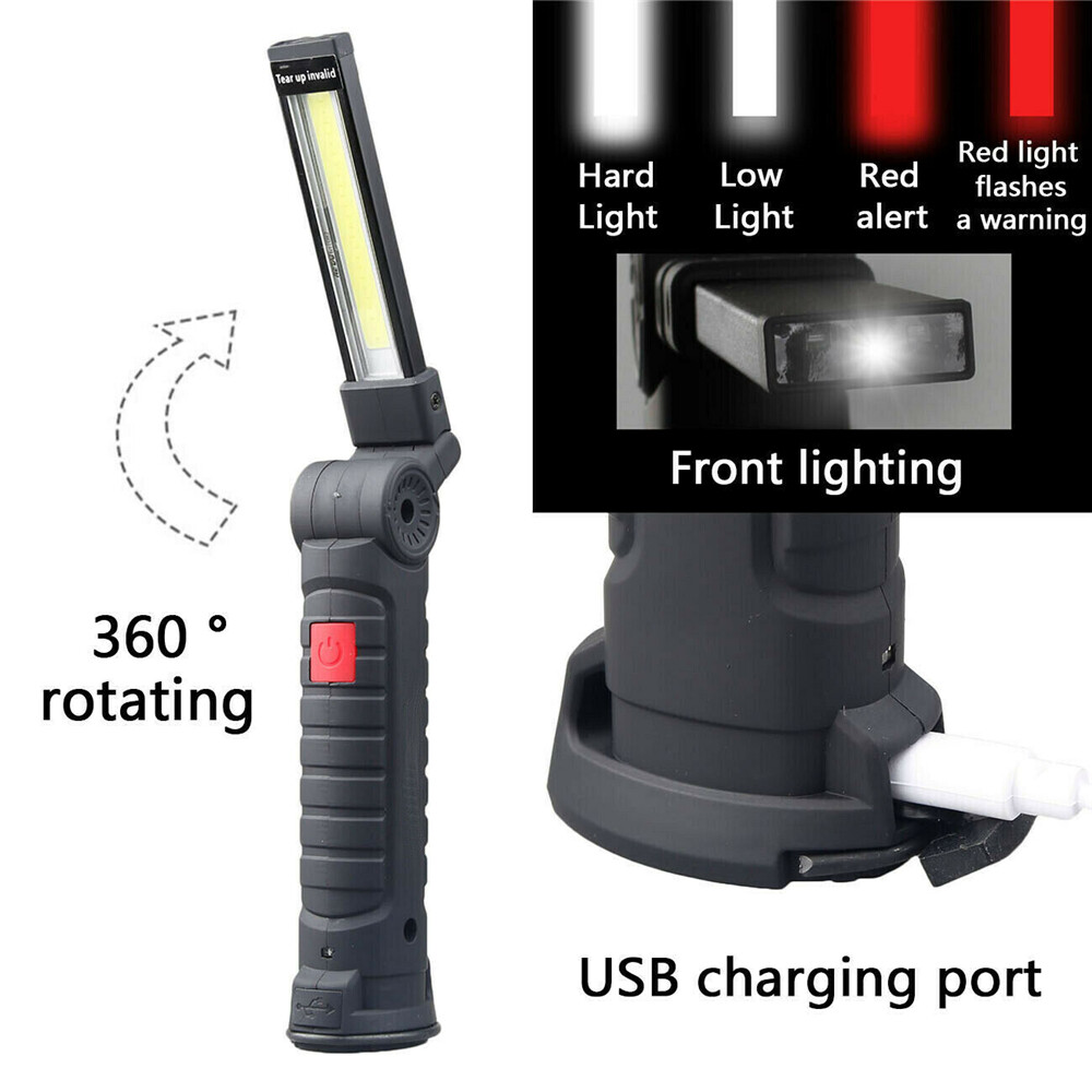 Rechargeable COB LED Slim Work Light Bright Flashlight Magnetic Inspection Lamp