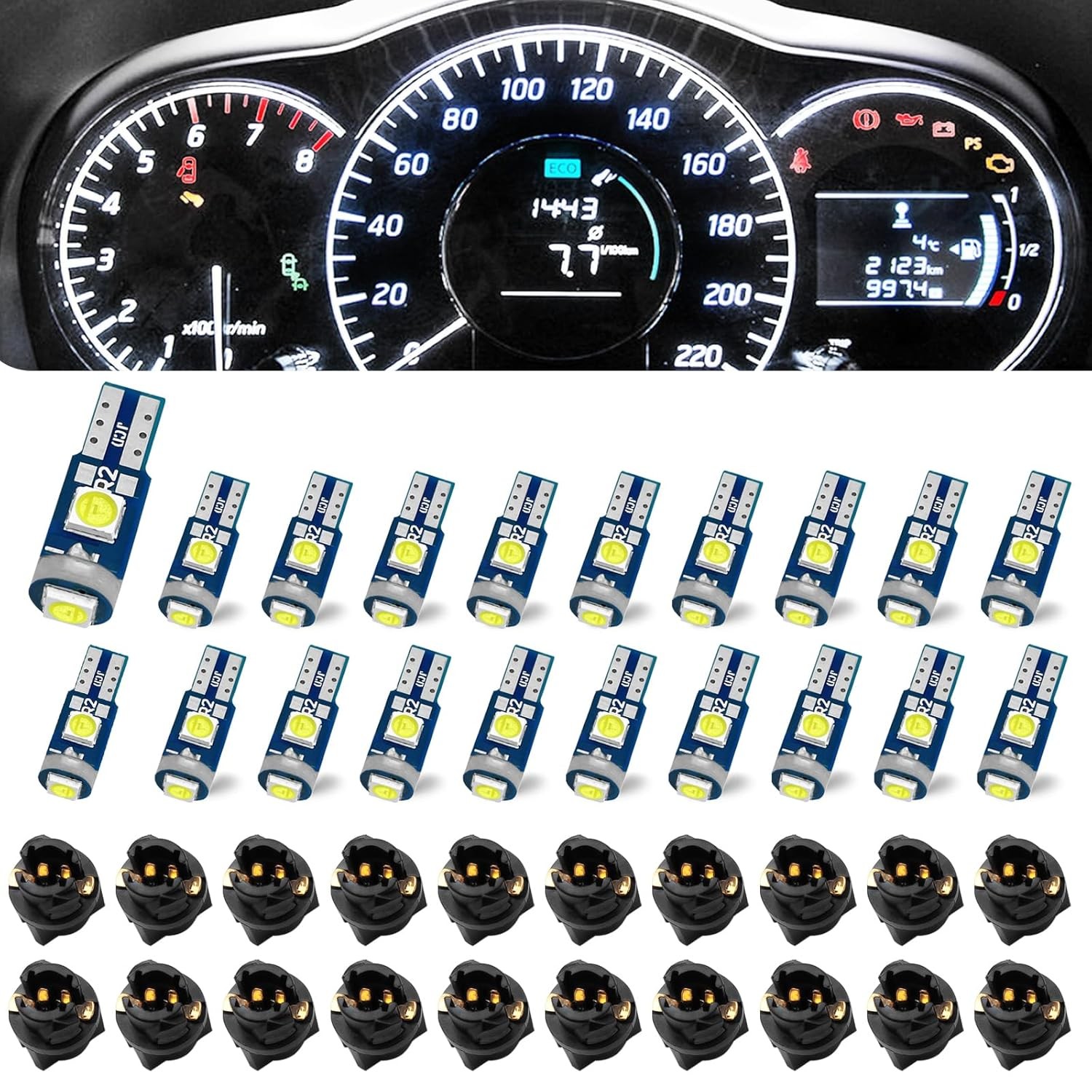 Damwot 74 LED Bulb Dash Lights T5 37 74 LED Bulb Twist Lock Super Bright