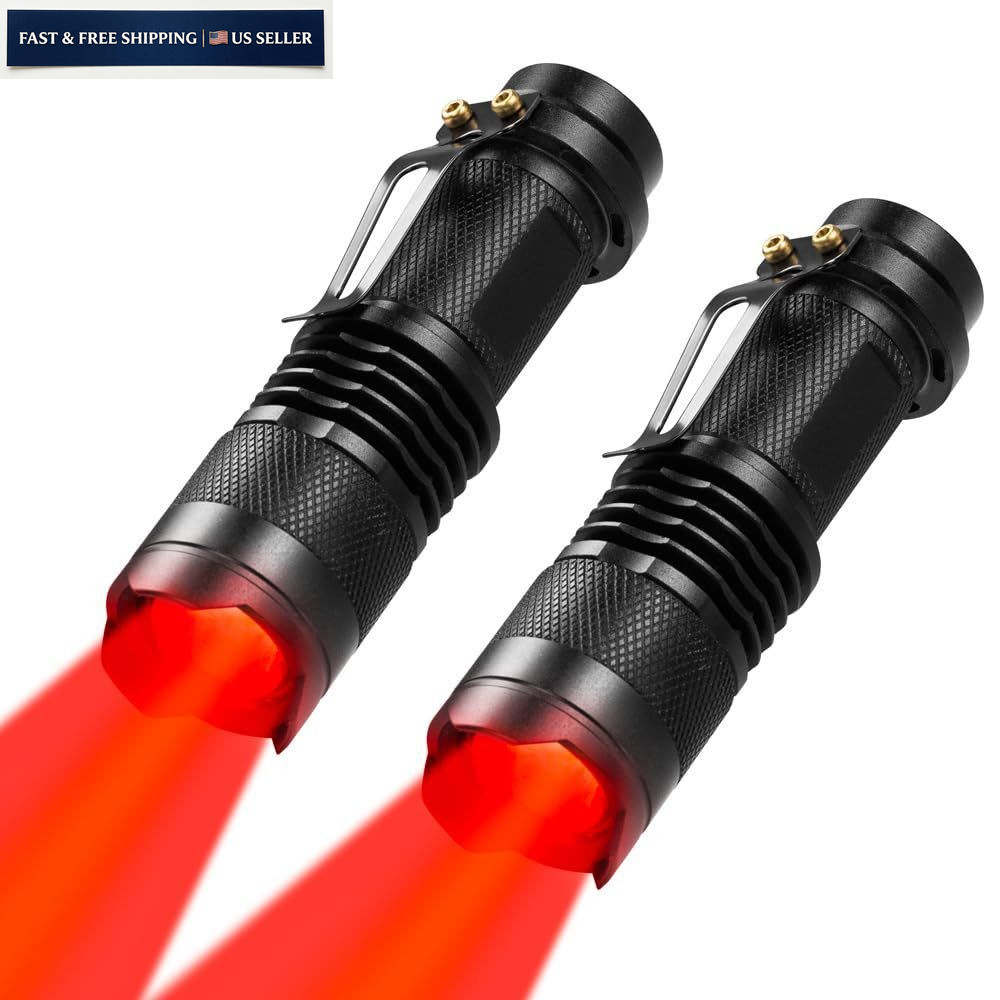 WAYLLSHINE 2 Pack Red Light 9CM*2CM/3.5In (Length)*0.8In (Diameter), Black